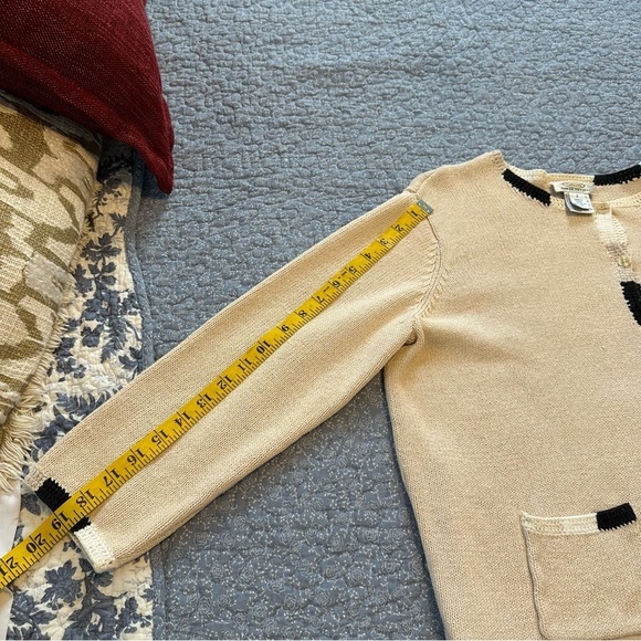 Talbots Cardigan Button Up Long Sleeve Cotton Beige Cream Colorblock Trim Sz X - Picture 9 of 9